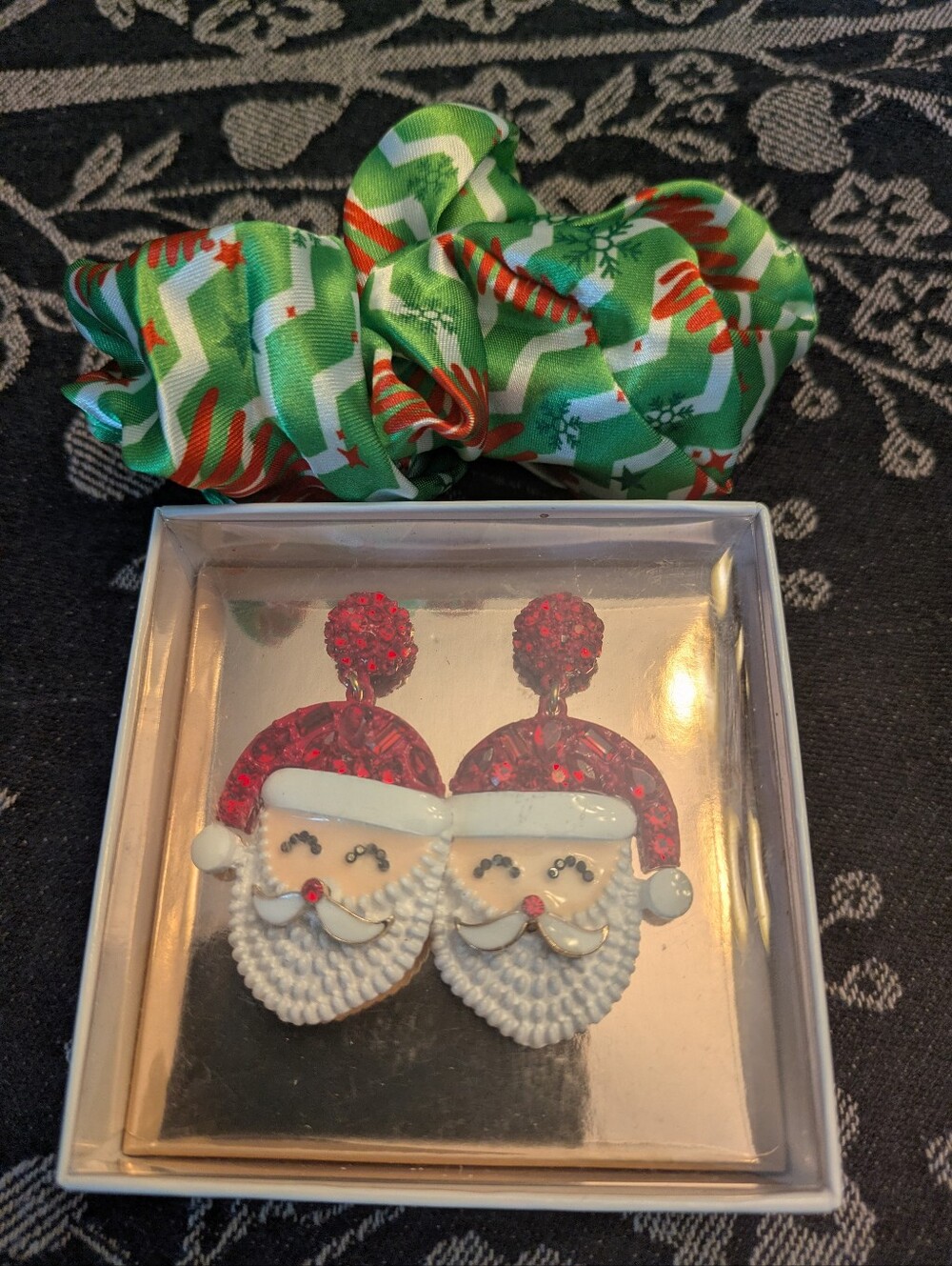 1. NWT Santa Earrings & Scrunchie ( 3 For $25.00, Or Free With $50.00 Purchase (